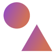 a circle above a triangle with a purple and orange gradient