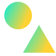 a circle above a triangle with a blue and green gradient