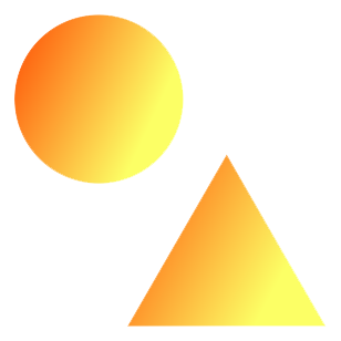 a circle above a triangle with a yellow and orange gradient