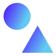 a circle above a triangle with a blue and cyan gradient